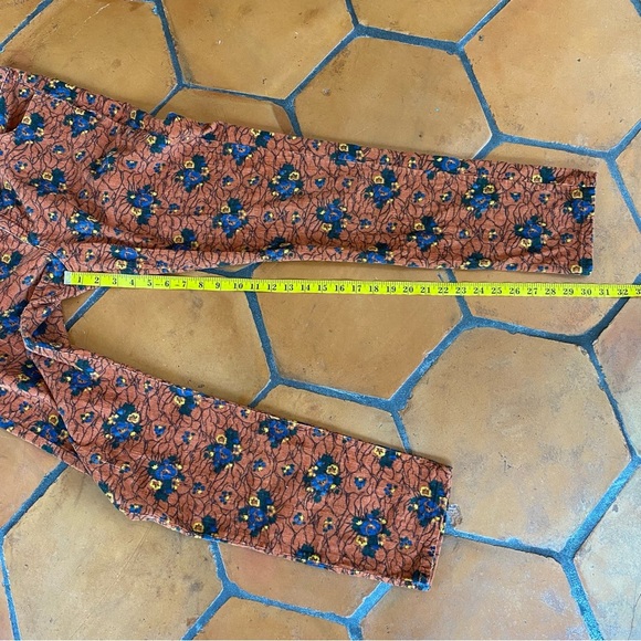 J. Peterman Women’s Orange Floral Corduroy Pants Size 14 Fall Autumn Stretch - Picture 6 of 7